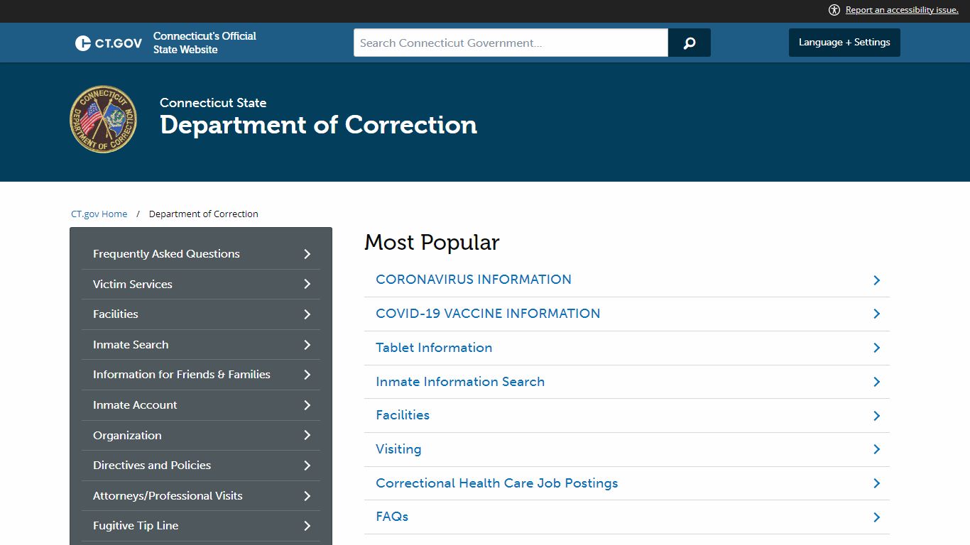 Connecticut State Department of Correction - CT.gov